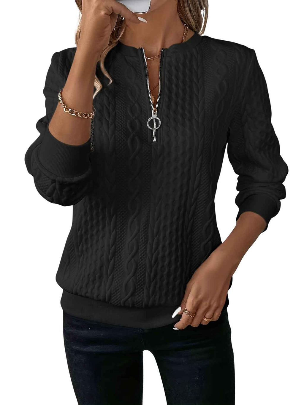 VIO | JERSEY TEXTURIZADO CON CREMALLERA FRONTAL